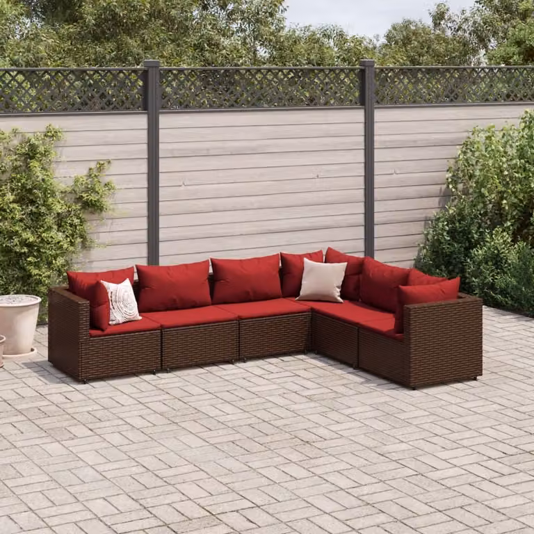 Maison Exclusive - Set Mobili da Giardino 6pz con Cuscini in Polyrattan Marrone
