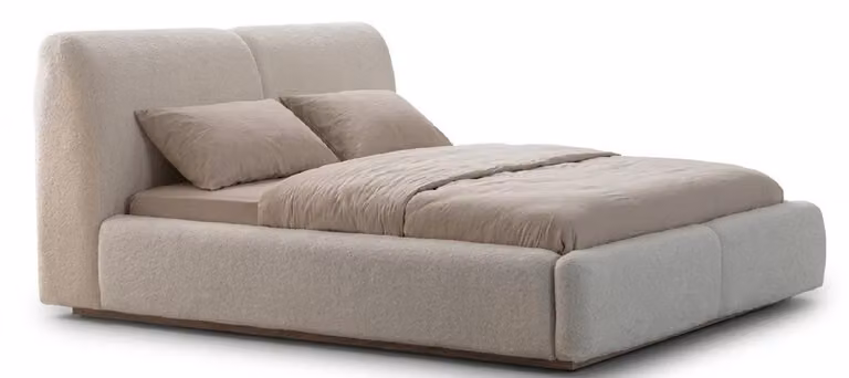 Letto beige letto con testiera imbottita Mobili per camera da letto