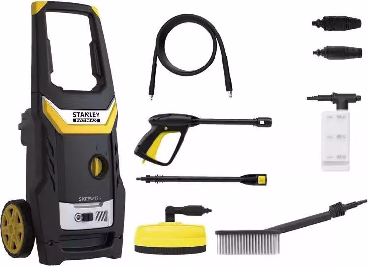 Pulitore A Pressione Stanley 1700W 130Bar. Set Di Pulitori Per Patio