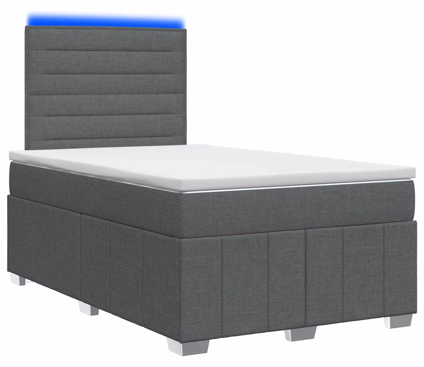 Letto boxspring LED con materasso grigio scuro 120 x 190 cm tessuto
