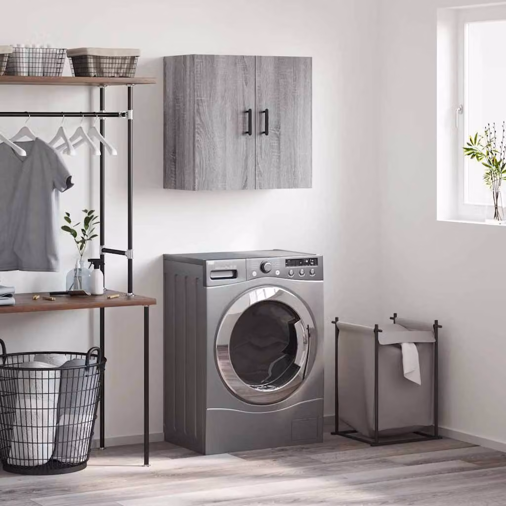 Pensile a muro vidaXL Grigio con ante a battente in legno multistrato L: 60 cm, P: 31 cm, H: 60 cm