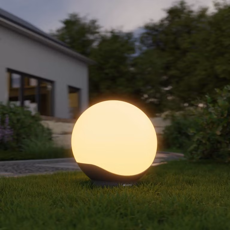 STEINEL Lampada sferica a LED C, 30 cm, bianco/antracite, IP65, RGBWW dimmerabile, Bianco / Opale, Plastica, Moderno