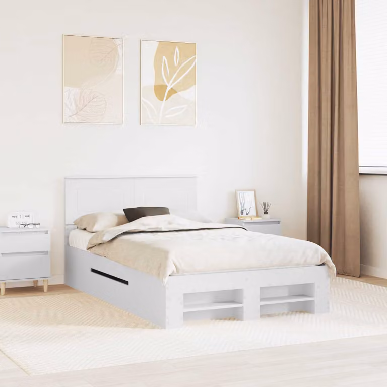 Struttura del letto vidaXL in legno ingegnerizzato bianco L: 138 cm, P: 200 cm, H: 90 cm