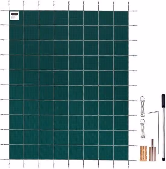 Copertura per piscina, dimensioni 4,8 x 11,9 metri, rettangolare, per piscine interrate, griglia con fori di drenaggio, copertura invernale, colore verde