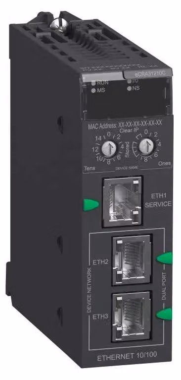Adattatore Schneider Electric Modicon X80-E-RIO per portamoduli Ethernet come stazione remota EthNet/IP, verniciatura protettiva BMECRA31210C