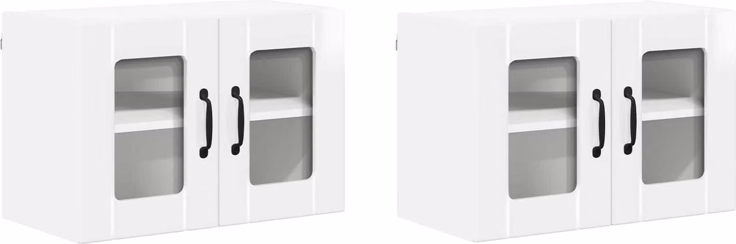 Mobile in vetro da parete LUCCA 2 pcs Bianco Lucido