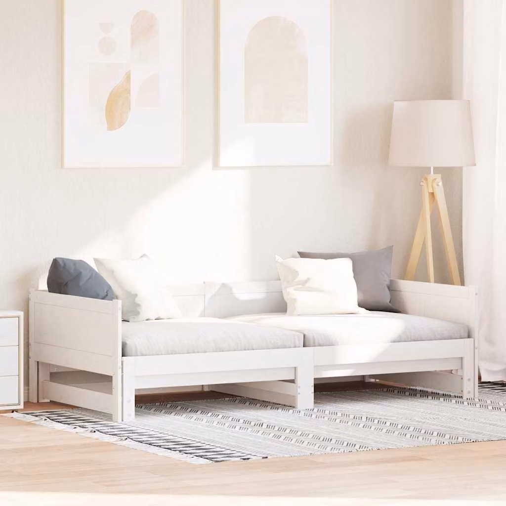 Maison Exclusive - Divano letto estraibile bianco 203,5 x 184 x 56,5 cm