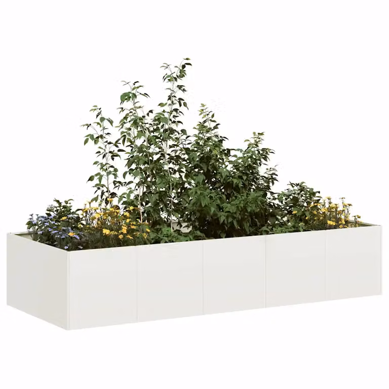 Fioriera rialzata vidaXL in acciaio bianca L 200 cm x P 80 cm x H 40 cm