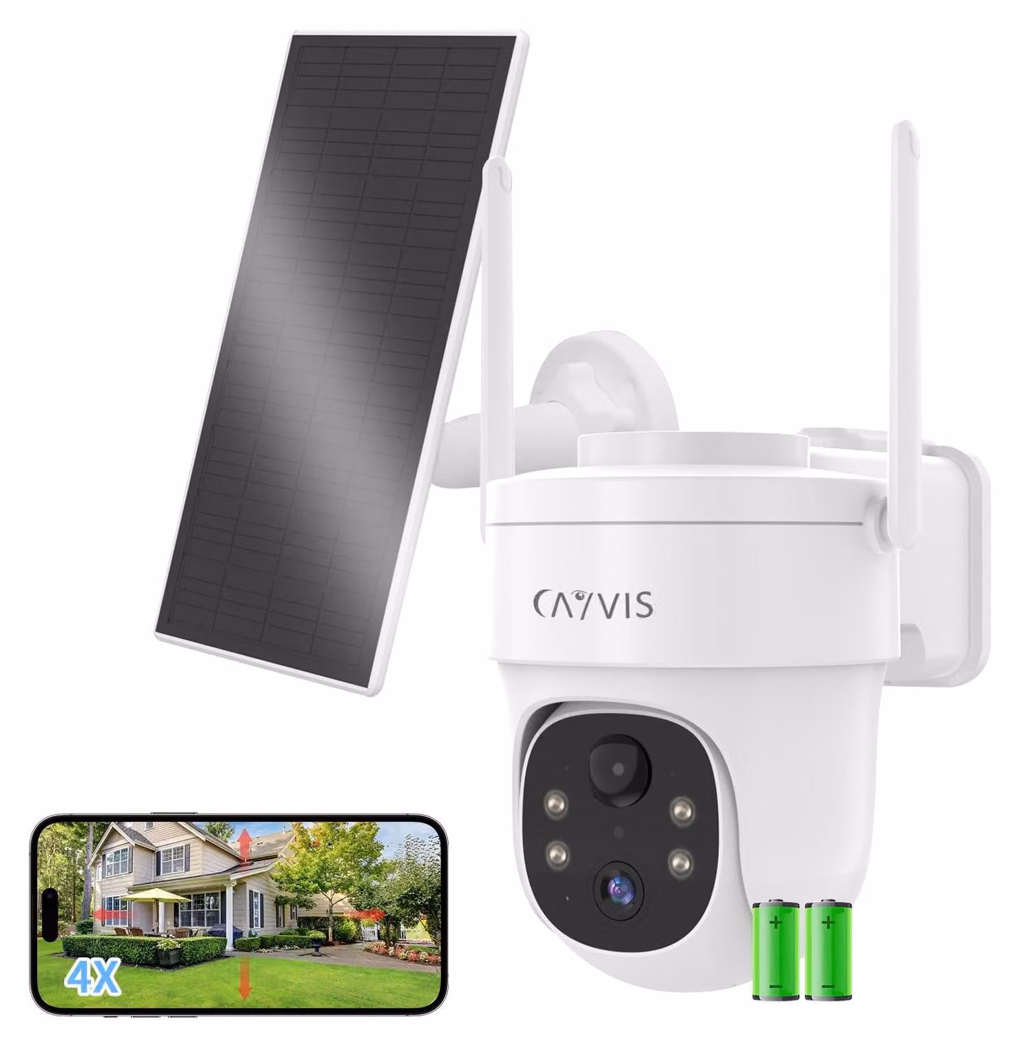 Telecamera di sicurezza Wi-Fi per esterni con pannello solare, risoluzione 2K, 3MP
