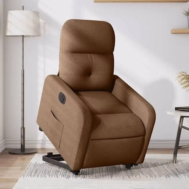 Divano Sedia-Poltrona Alzapersona Reclinabile Elettrica Marrone Tessuto 795783
