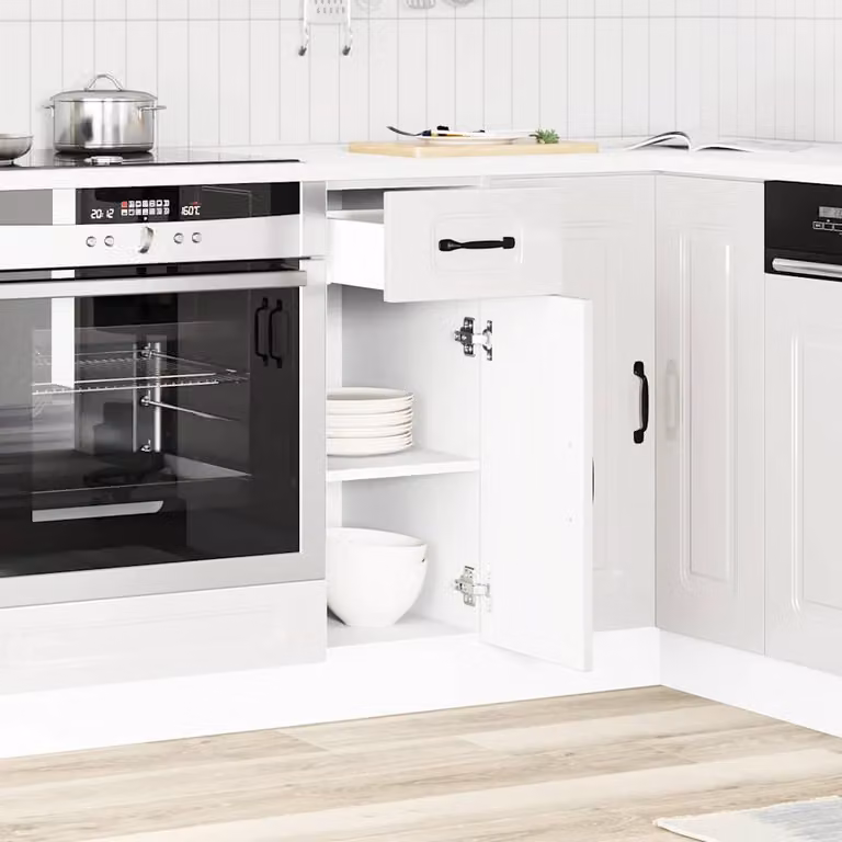 Base da cucina vidaXL Kalmar moderna in legno bianco lucido L: 46 cm, P: 30 cm, H: 81,5 cm
