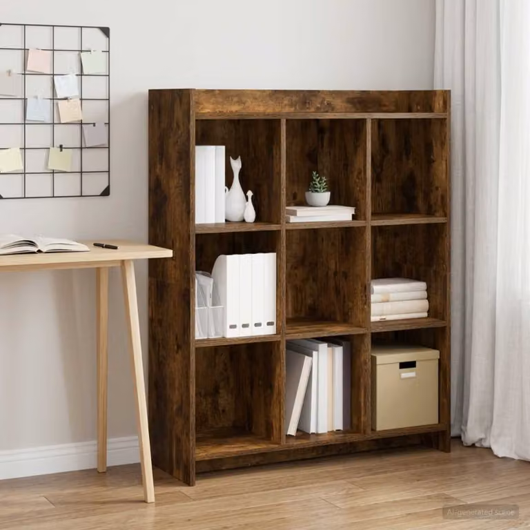 Libreria moderna vidaXL in legno ingegnerizzato color rovere fumo, L 87,5 x P 30 x H 111 cm