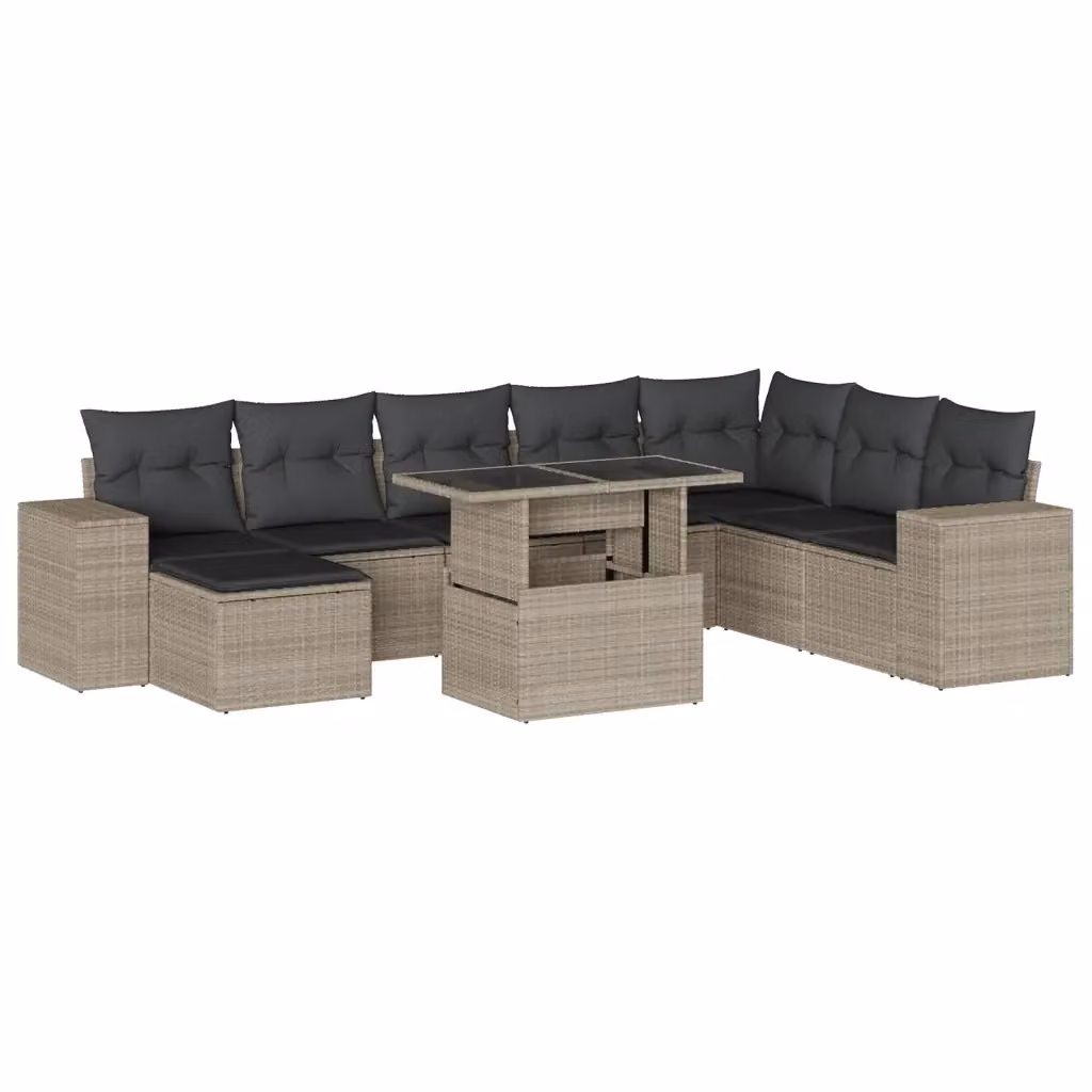 Set Divano da Giardino a L vidaXL 9pz in Polyrattan Grigio Antracite con Cuscini e Tavolino – 2