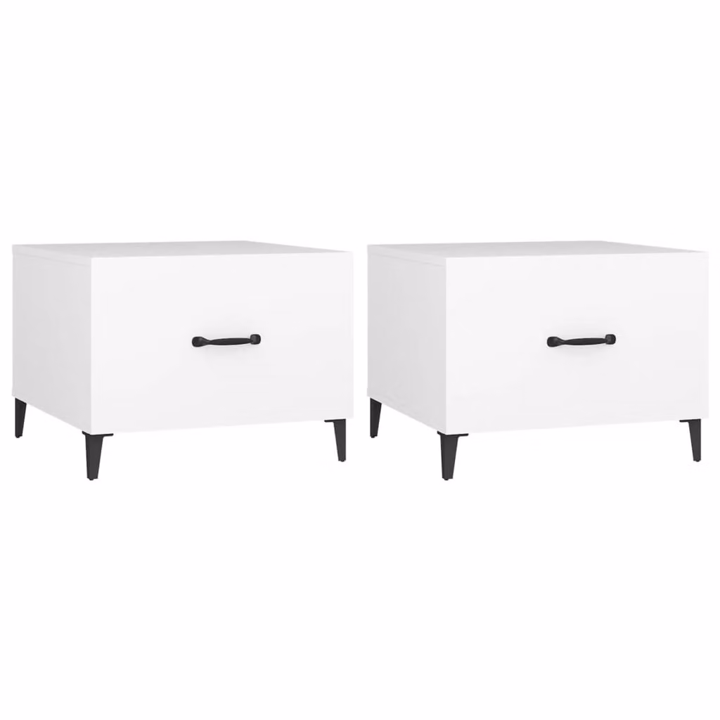 Tavolini da Salotto Gambe in Metallo 2 pz Bianchi 50x50x40 cm