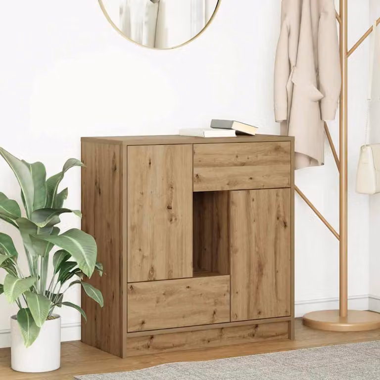 Credenza vidaXL con Cassetti e Ante in Rovere, Marrone, L 70,5 cm x P 34 cm x H 74,5 cm