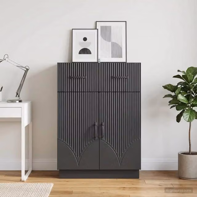 Credenza moderna vidaXL in legno MDF nero L: 66 cm, P: 34,5 cm, H: 87 cm