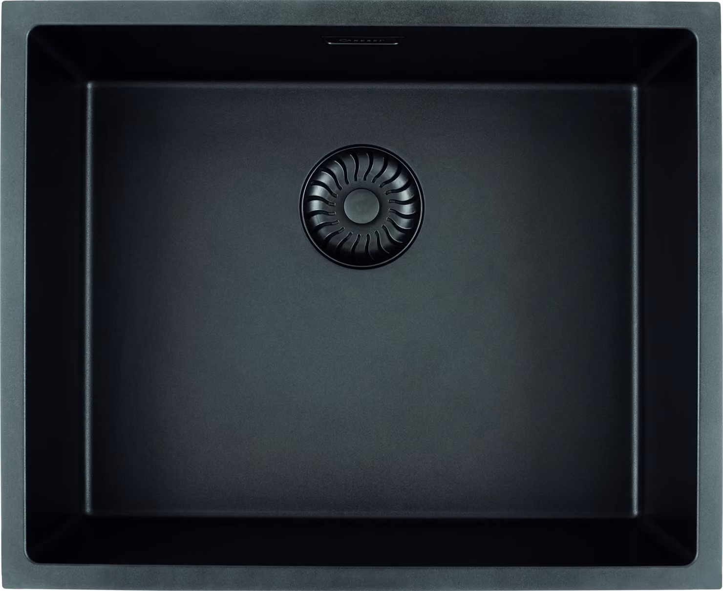 Lavello quadrato Caressi Black Line per installazione in appoggio e sottotop CAGRPP50BK-TU, lavello da cucina nero 55 x 45 cm