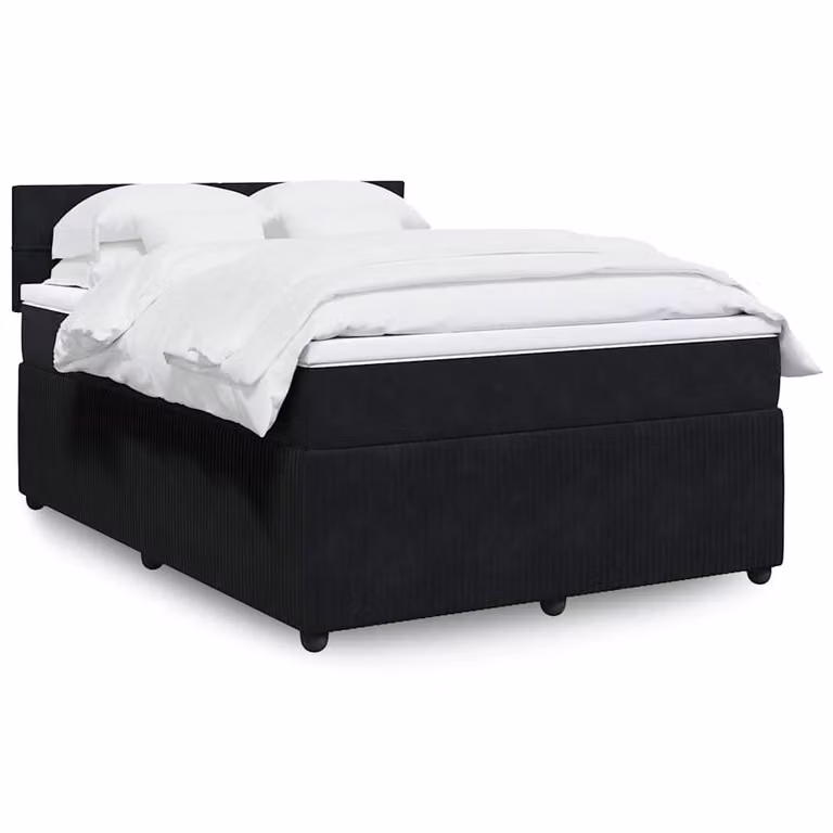 vidaXL Giroletto a Molle con Materasso in Velluto Nero L: 140 cm, P: 190 cm
