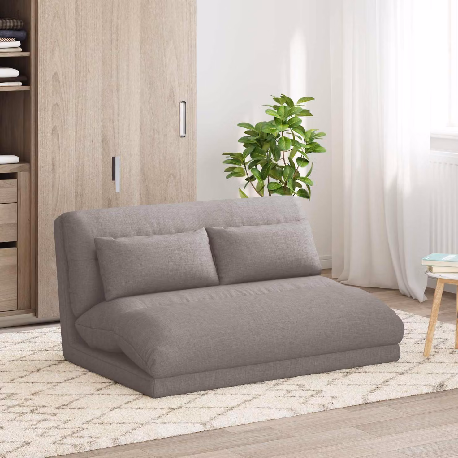 Sedia a pavimento regolabile vidaXL in tessuto beige e grigio