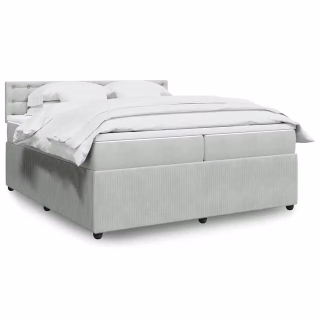Letto Ibrido vidaXL con Materasso a Molle Insacchettate e Rivestimento in Velluto Grigio e Bianco L/P: 200 x 200 cm