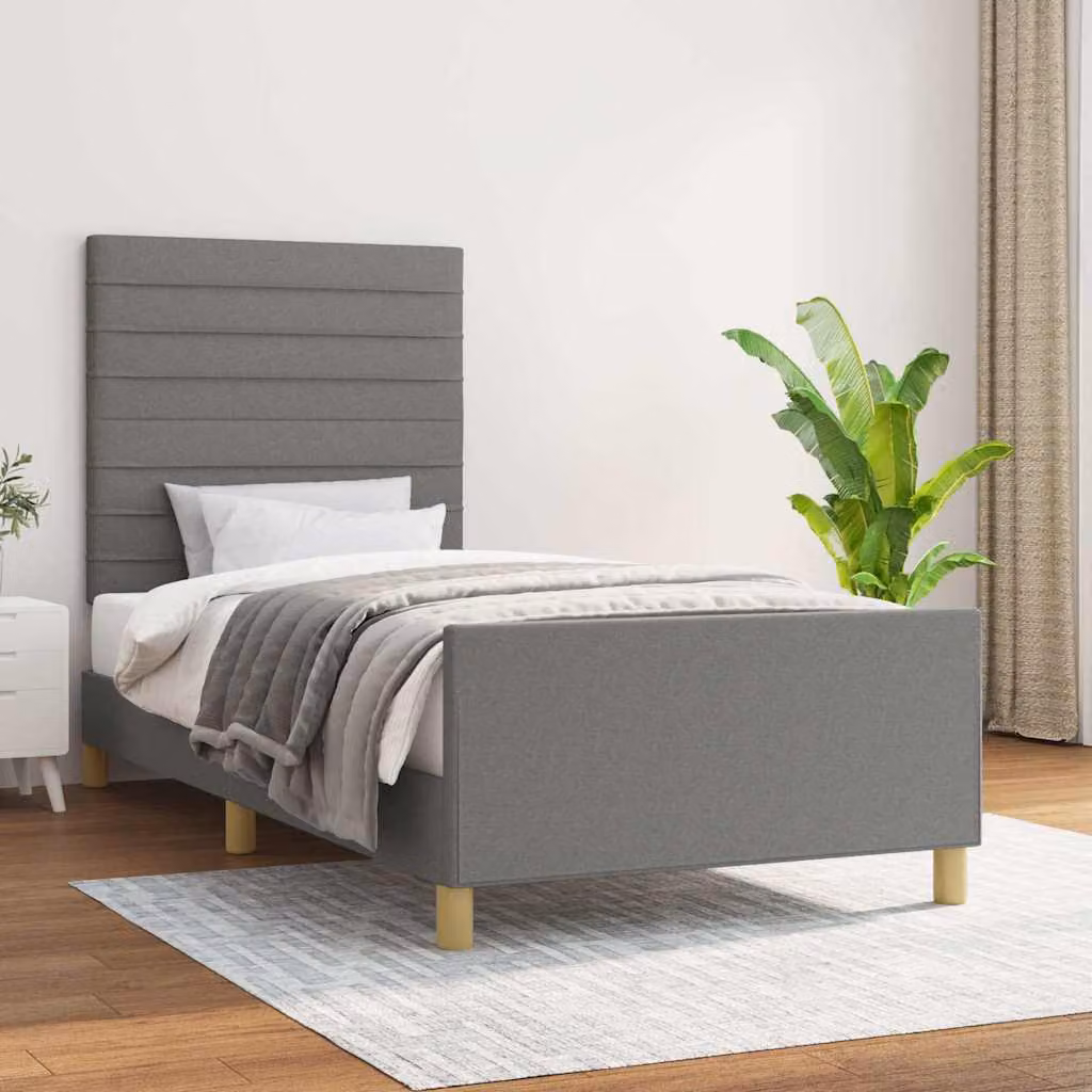 vidaXL Giroletto senza Materasso Grigio Scuro in Tessuto e Legno L/P: 100 x 200 cm