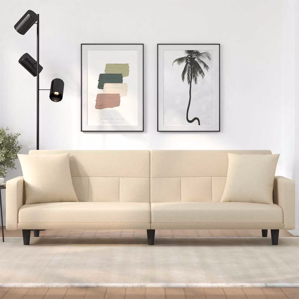 vidaXL Divano Letto Moderno in Tessuto Beige con Cuscini