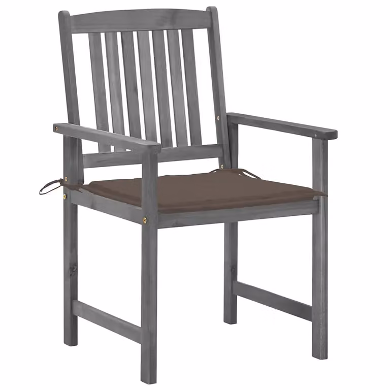 Set di 2 sedie da giardino vidaXL in legno di acacia massello con cuscini, colore grigio opaco