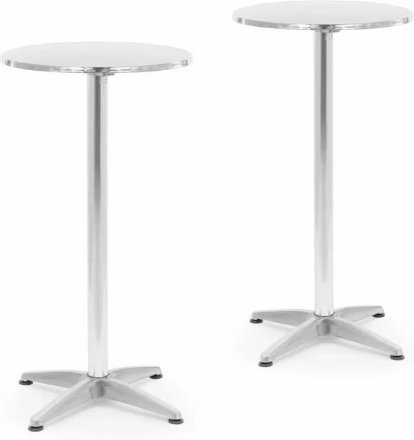 Set di 2 tavoli rotondi diametro 60 cm pieghevoli regolabili in altezza acciaio inox 14_0010034