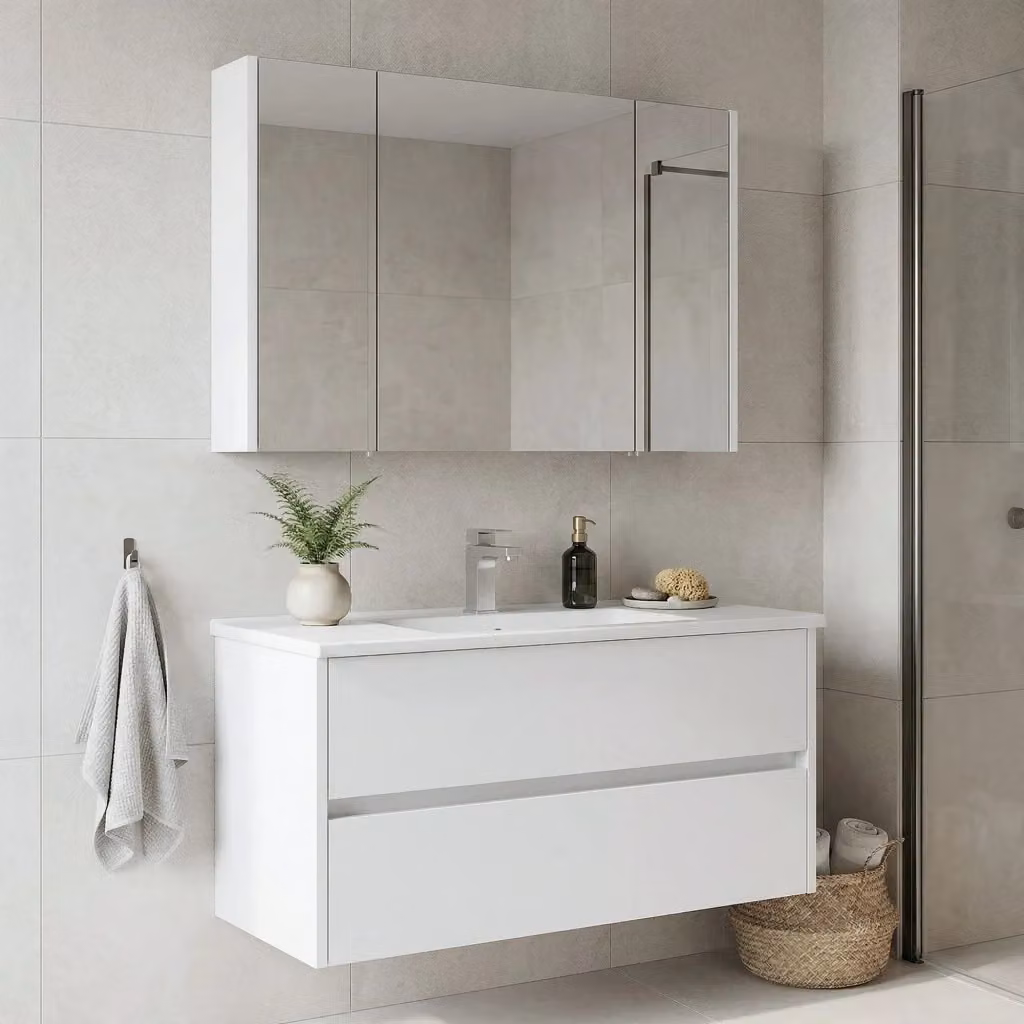 Set mobile lavabo con specchio Hanah Home Arno 100 bianco lucido L/P/H: 100 x 45 x 52 cm – 2