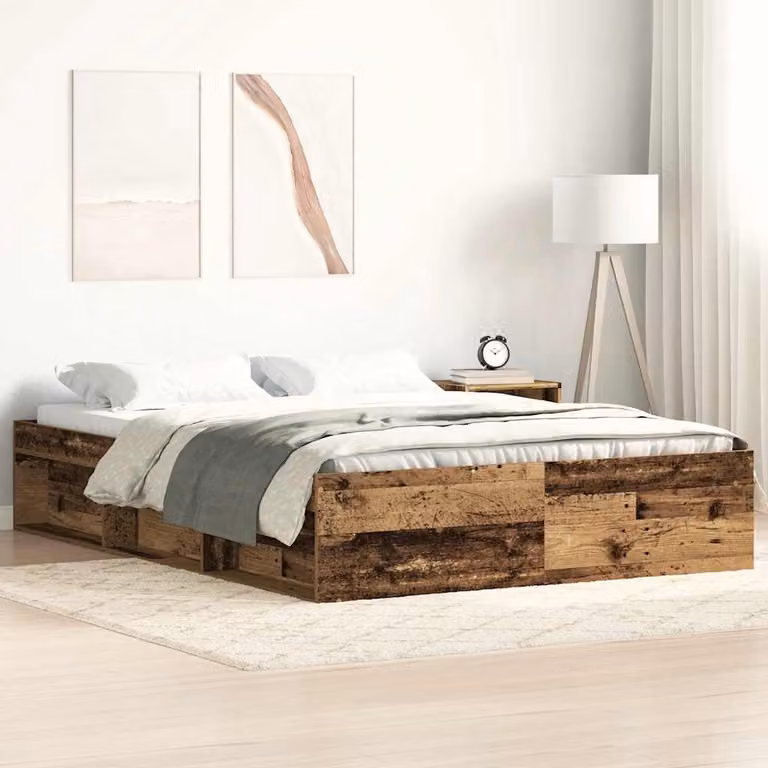 Giroletto vidaXL in legno di pino color marrone con doghe fisse e scomparti laterali L/P/H: 120 x 200 x 35 cm