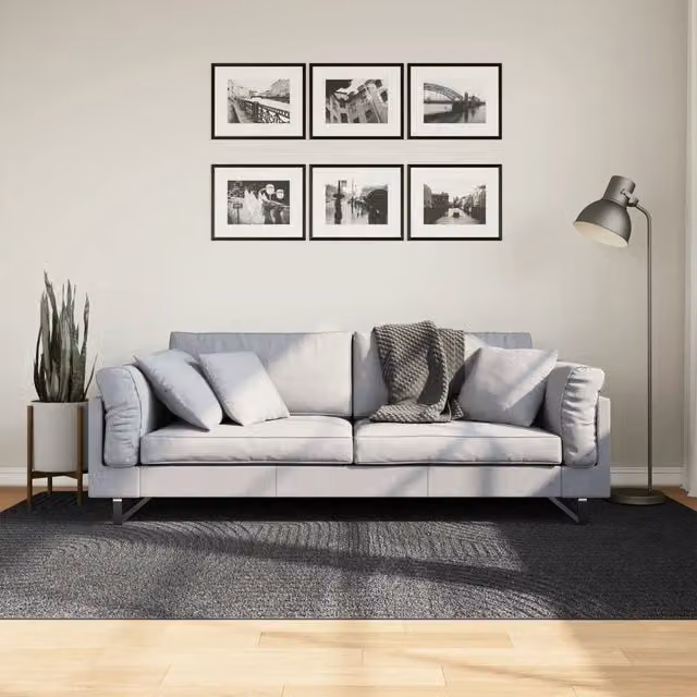 Tappeto a pelo corto vidaXL IZA in stile scandinaviano con motivo geometrico, colore antracite, L: 160 cm x P: 230 cm