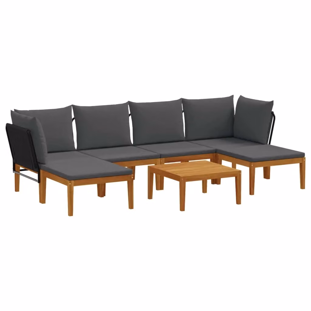 Set da giardino vidaXL in legno di acacia e corda, 7 pezzi, colore naturale – 2