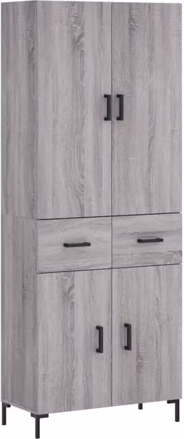 Credenza | Madia | Buffet da pranzo | Armadio da pranzo Grigio Sonoma 69,5x34x180 cm in Legno Multistrato