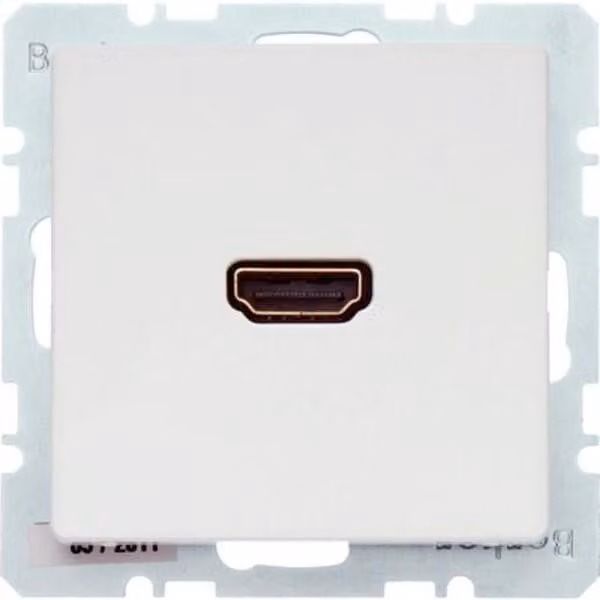 Presa Berker 3315436089 ad alta definizione con connettore a innesto a 90°, bianco polo, completa di Berker Q.1/Q.3