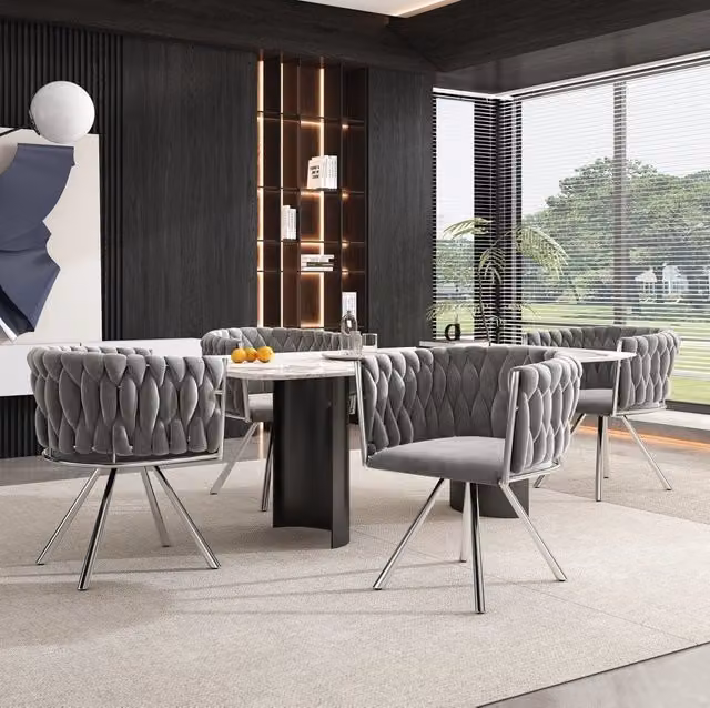 Set di 4 sedie da pranzo girevoli 59x54x72 cm in velluto grigio