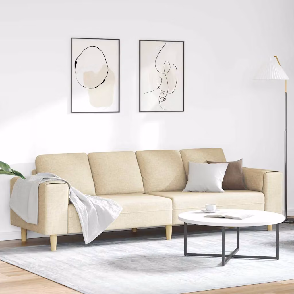 Divano da soggiorno vidaXL beige in tessuto con cuscini, L 250 x P 77 x H 76 cm