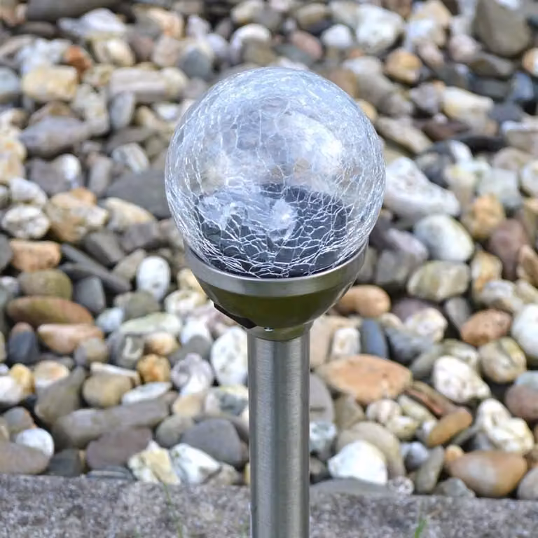 Tappo solare da giardino "Crystal" in acciaio inox H 29 cm
