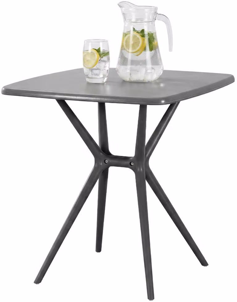 Tavolo da giardino Becky, forma quadrata, 72 x 72 cm | Colore: grigio scuro | Dimensioni: 72x72x76 cm