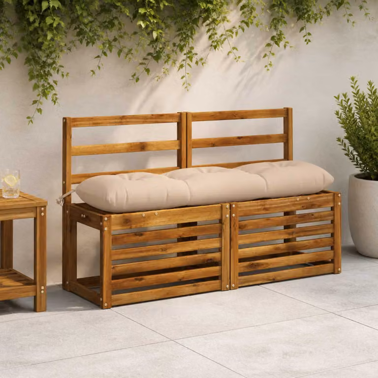 Set di 2 cuscini per panchina vidaXL VIANEN in poliestere beige con rivestimento lavabile e resistente ai raggi UV