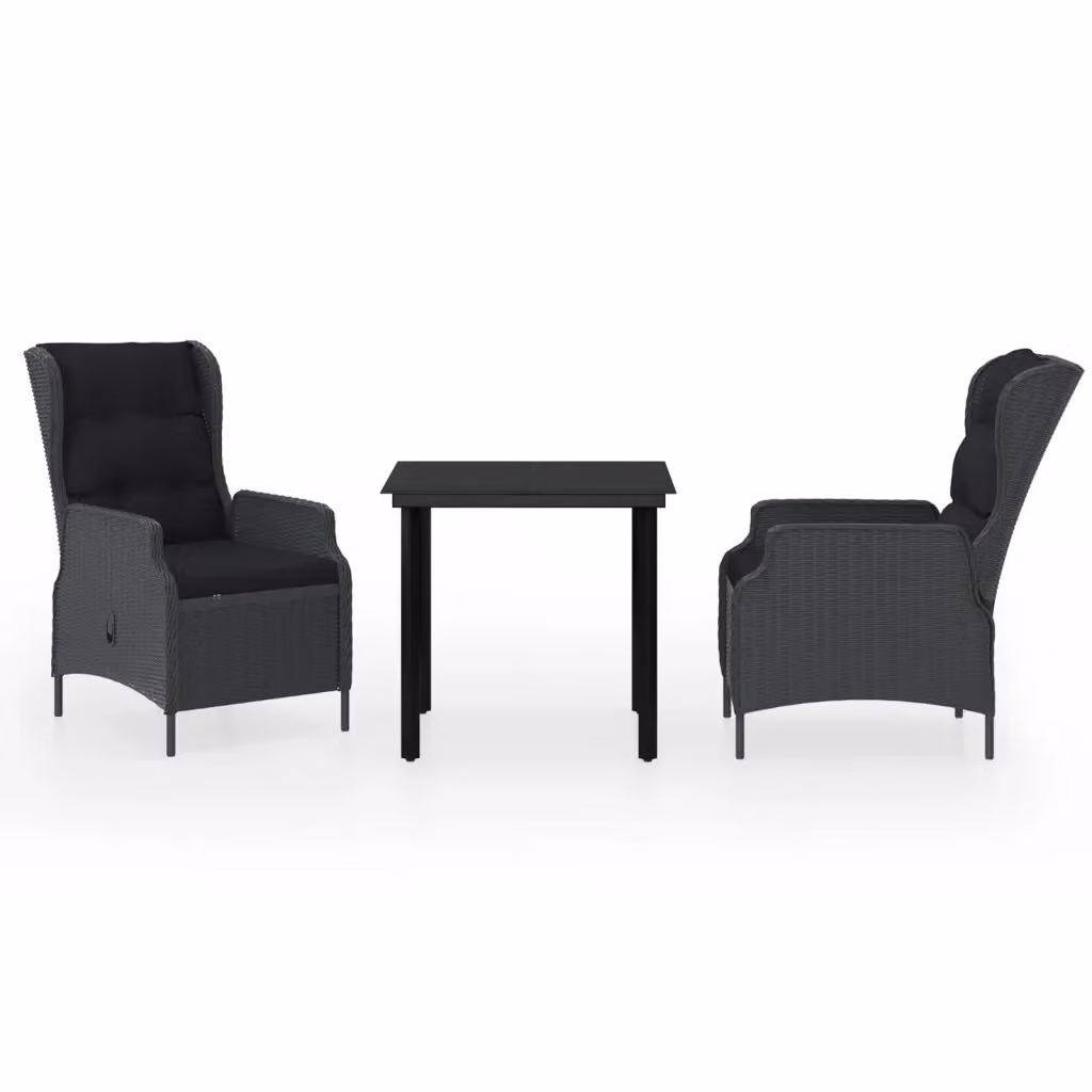 Set da pranzo da giardino moderno vidaXL in acciaio verniciato a polvere e vetro, colore antracite – 2