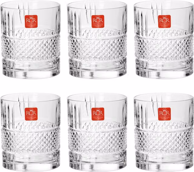 Set di 6 bicchieri per acqua RCR in vetro trasparente