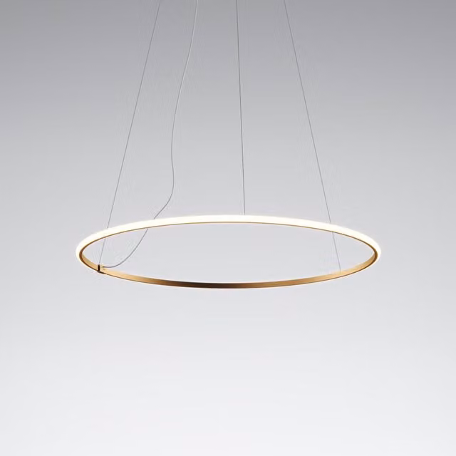 Lampada a sospensione LED Fabbian Olympic con design moderno ad anello, disponibile in bianco, bronzo o oro/ottone