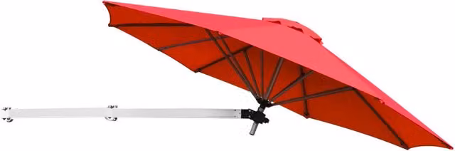 Ombrellone da muro per giardino inclinabile con asta regolabile, Ombrellone decentrato da parete 244cm Rosso
