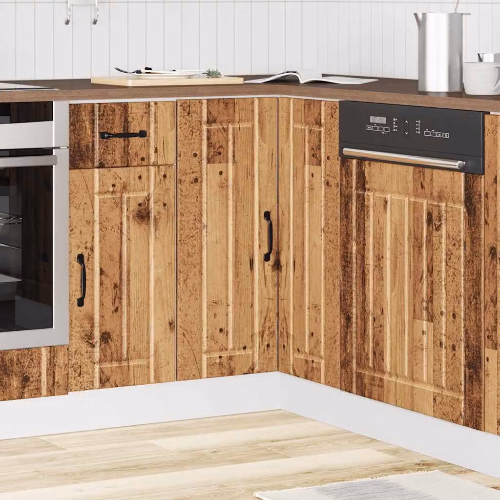 Base angolare mobile per cucina vidaXL modello Lucca in legno antico marrone con ante a cerniera