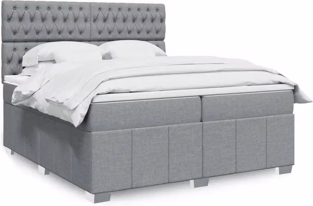 Letto Ibrido con Giroletto a Molle e Materasso vidaXL, Grigio e Bianco, L/P: 200 x 200 cm