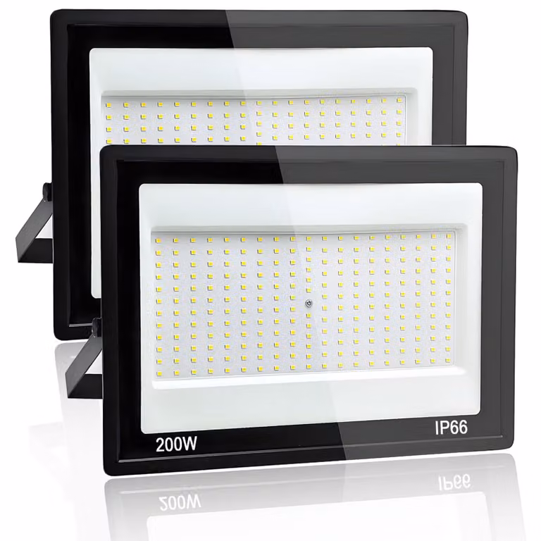 Set di 2 fari LED da 200W, grado di protezione IP66, 20000 lumen, 6500K, luce bianca fredda, alluminio/vetro