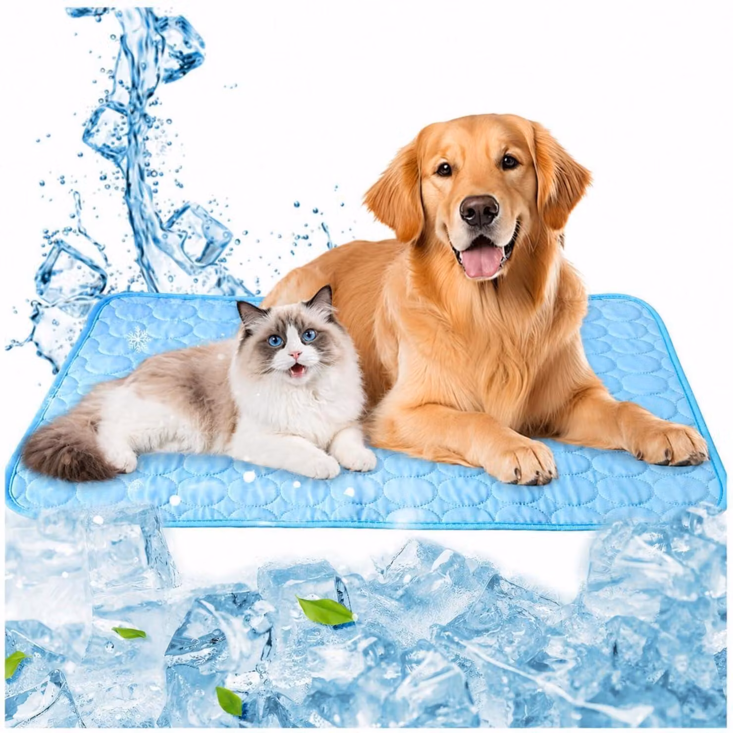 Tappetino refrigerante per cani, grande, 100x70 cm, auto-refrigerante, lavabile, pieghevole