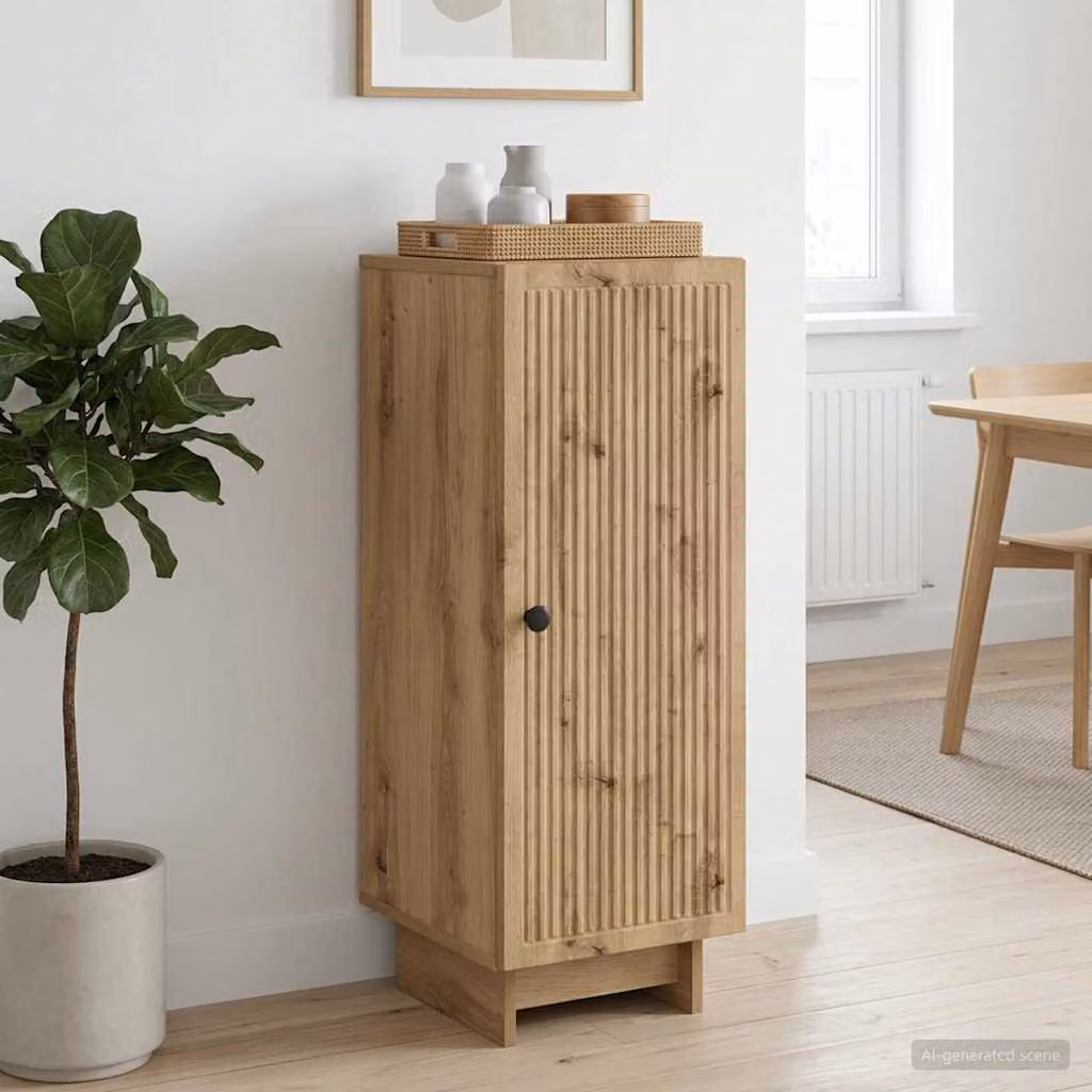 Credenza moderna vidaXL in legno e metallo color marrone L/P/H: 33 x 34,5 x 90 cm