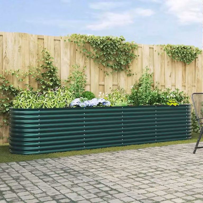 Letto rialzato vidaXL in acciaio verde per orto e giardino L: 400 cm, P: 80 cm, H: 81 cm