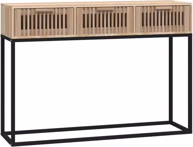 Tavolino Consolle Design In in Legno di Pino e Metallo Marrone per Ingresso, L/P/H: 105 x 30 x 75 cm